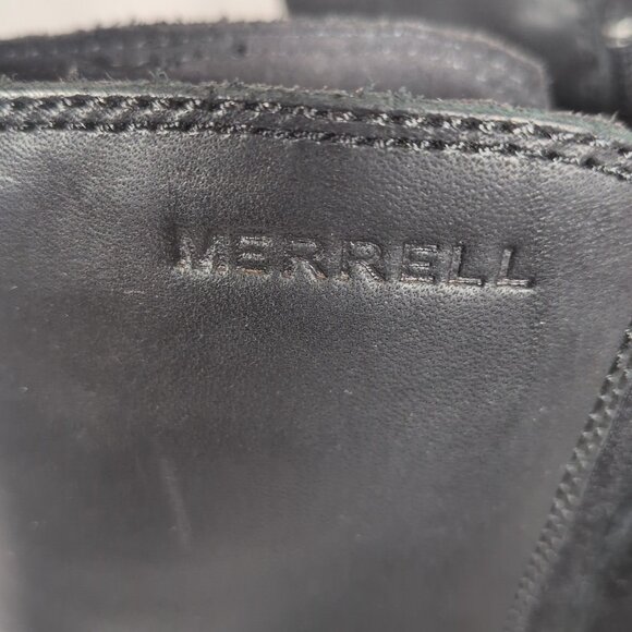 Merrell Evera Fade Black Leather Ankle Boot Side Zip Women 9 Heel Booties - Picture 6 of 16